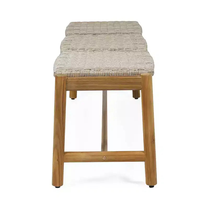 Banc en osier 3 places d'extérieur Cambria - Teck/Gris clair - Christopher Knight Home : résistant aux UV et à l'eau, quincaillerie en fer