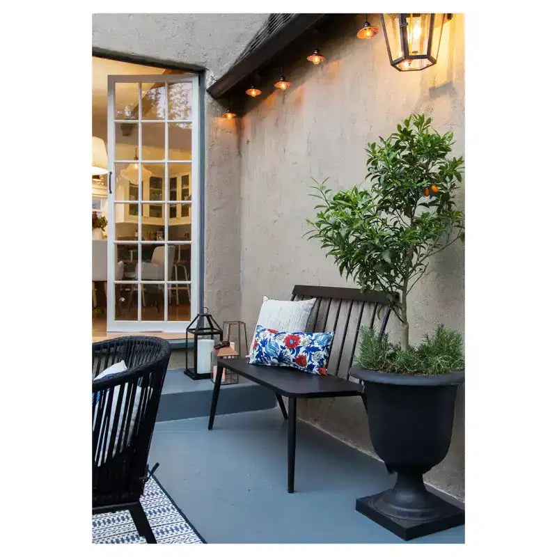 Banc de patio empilable en métal Windsor - Noir - Threshold™