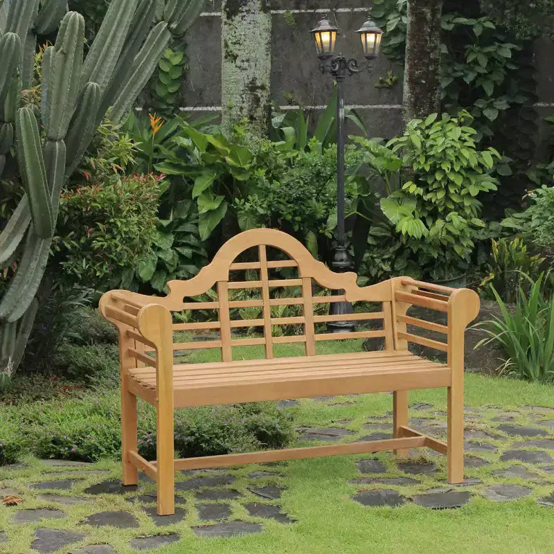 Banc d'extérieur en teck Sonoma Lane Premont de 1,20 m, finition naturelle - Style britannique classique, résistant aux intempéries, 2 places