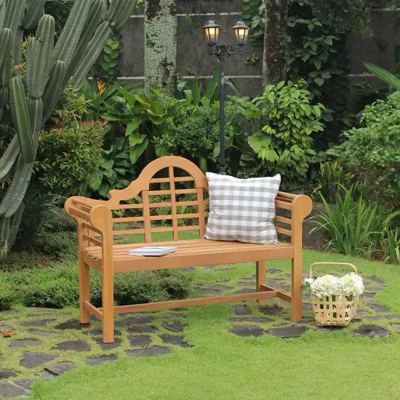 Banc d'extérieur en teck Sonoma Lane Premont de 1,20 m, finition naturelle - Style britannique classique, résistant aux intempéries, 2 places