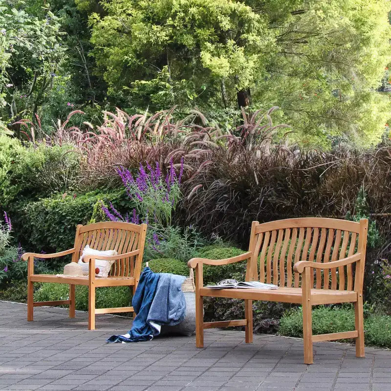 Banc de jardin extérieur en teck Sonoma Lane Gresham – Résistant aux intempéries, capacité de 227 kg