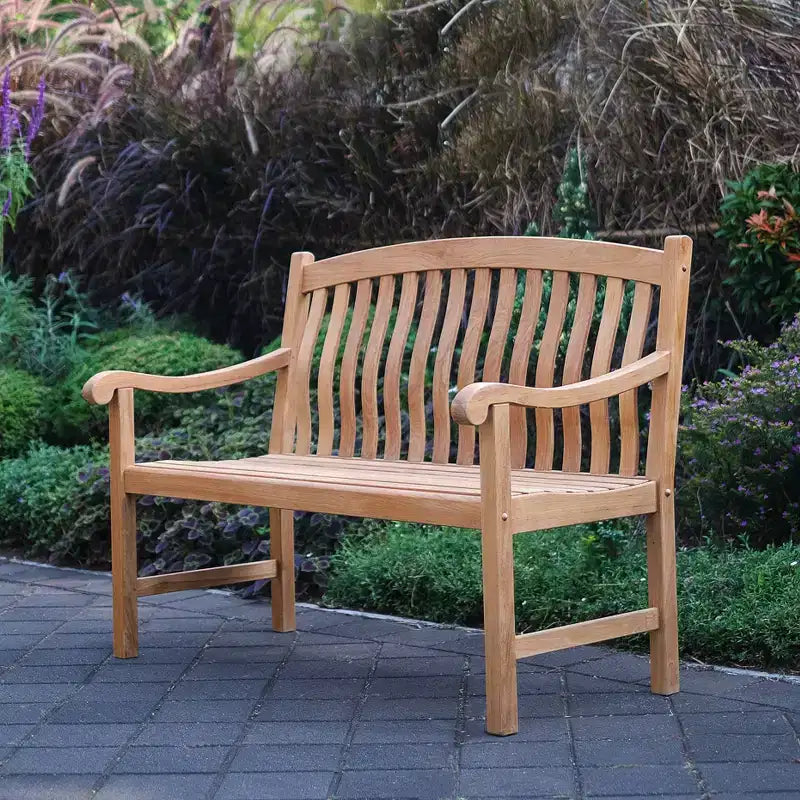 Banc de jardin extérieur en teck Sonoma Lane Gresham – Résistant aux intempéries, capacité de 227 kg