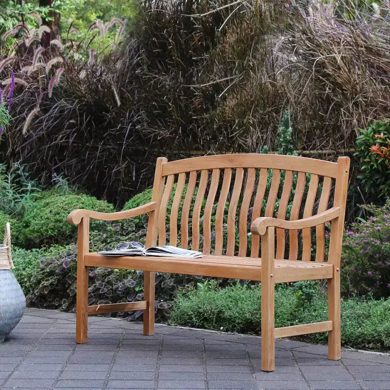 Banc de jardin extérieur en teck Sonoma Lane Gresham – Résistant aux intempéries, capacité de 227 kg