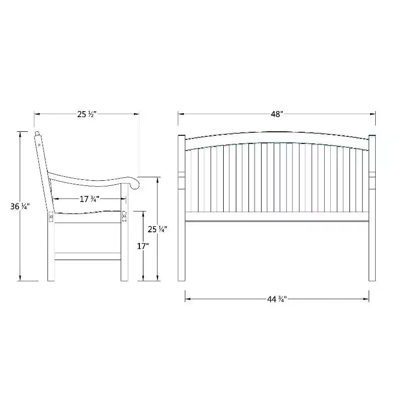 Banc de jardin extérieur en teck Sonoma Lane Gresham – Résistant aux intempéries, capacité de 227 kg