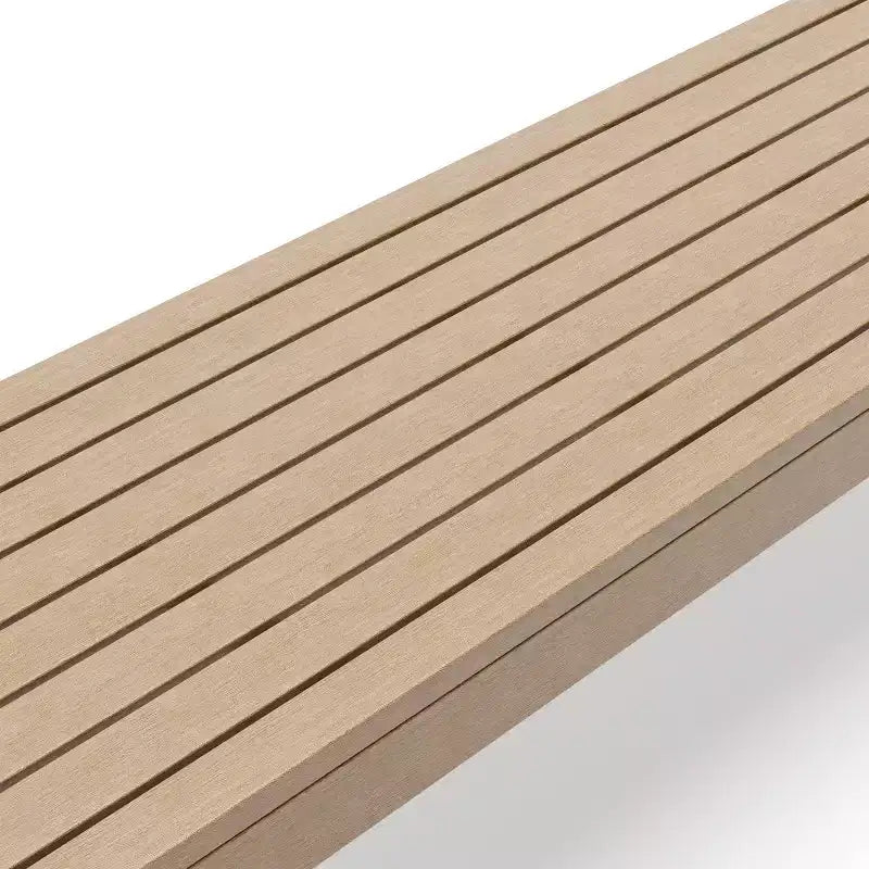Banc de repas extérieur en métal Bordeaux Greemotion 145 cm : cadre en aluminium, coussins beiges, résistant aux UV et à l'eau