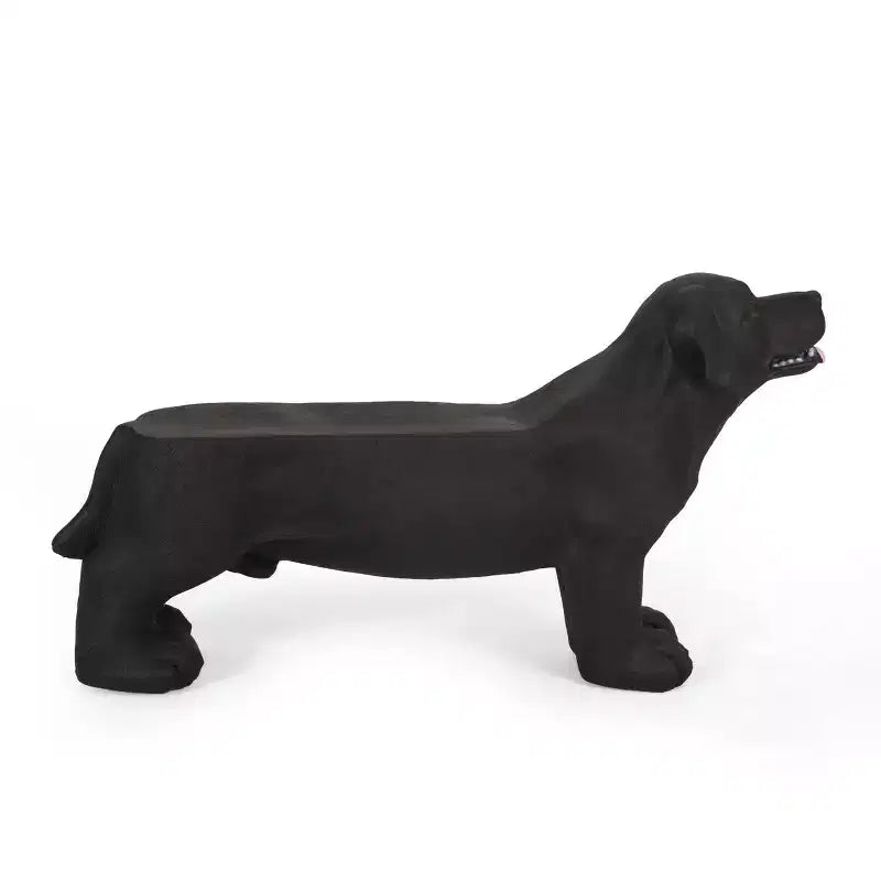 Banc de jardin Hyrum Outdoor Labrador Dog en noir mat - Christopher Knight Home