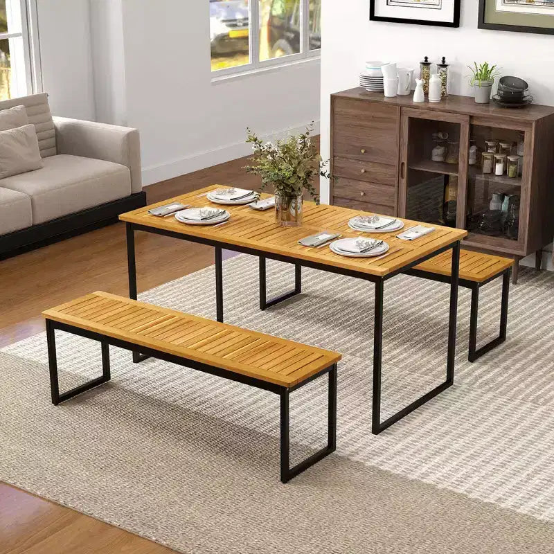 Costway Banc de jardin en bois à 2 places avec assise en acacia
