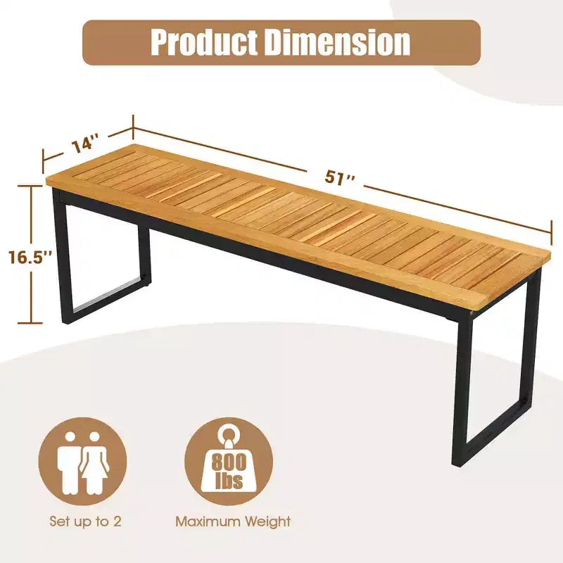 Costway Banc de jardin en bois à 2 places avec assise en acacia