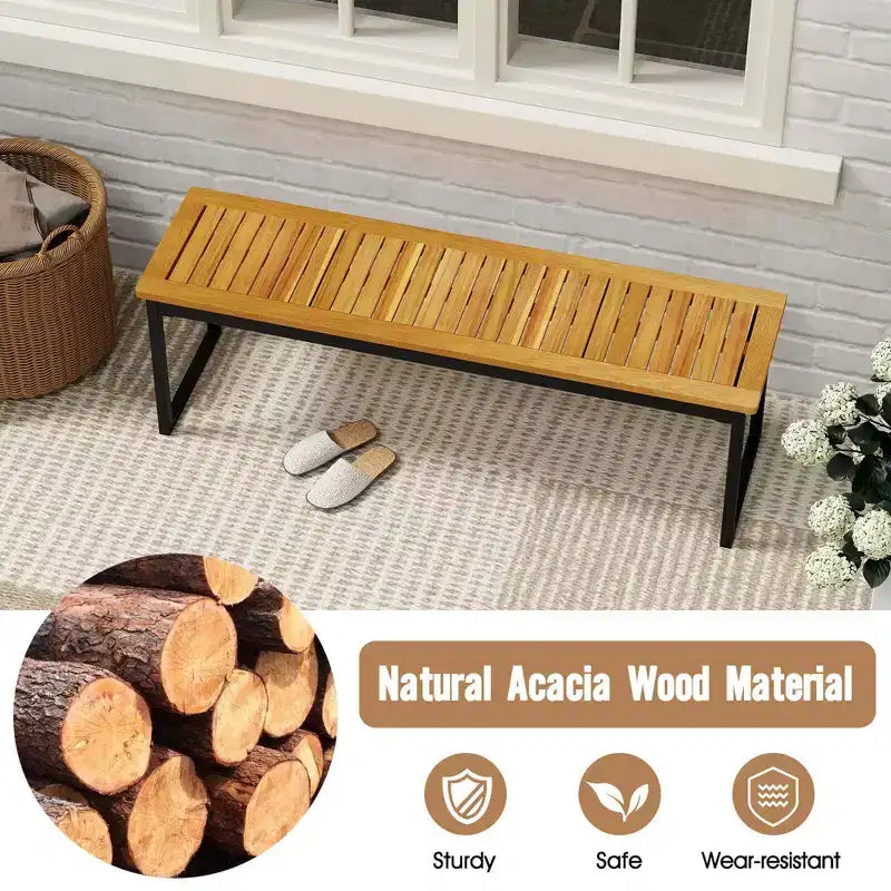 Costway Banc de jardin en bois à 2 places avec assise en acacia