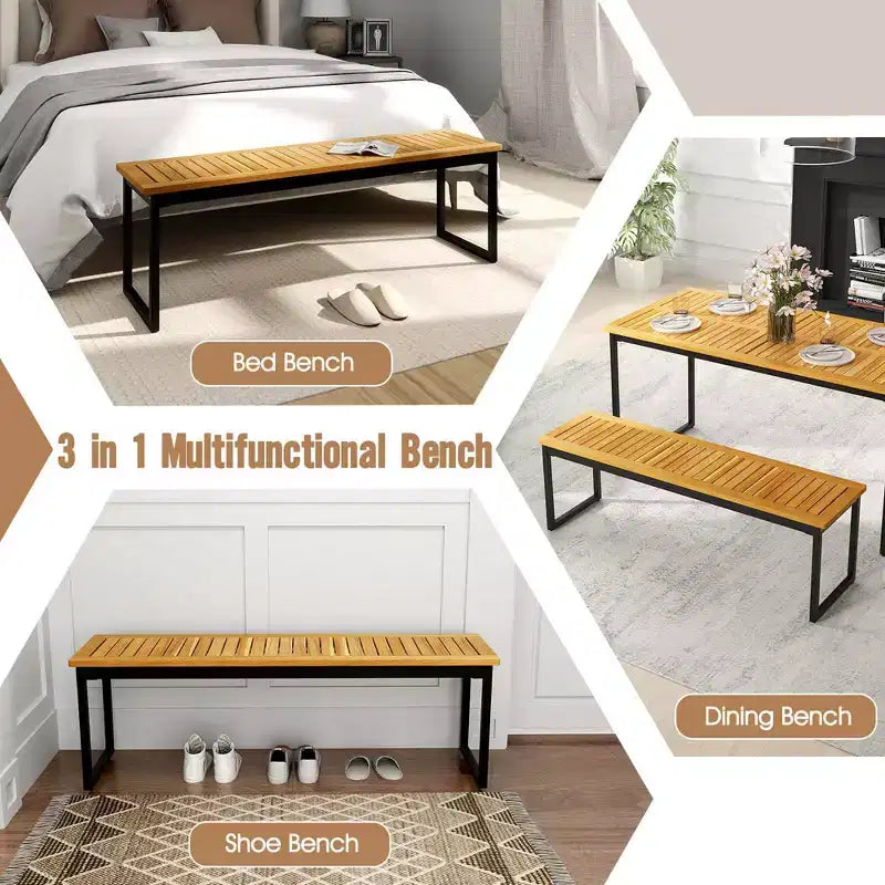 Costway Banc de jardin en bois à 2 places avec assise en acacia