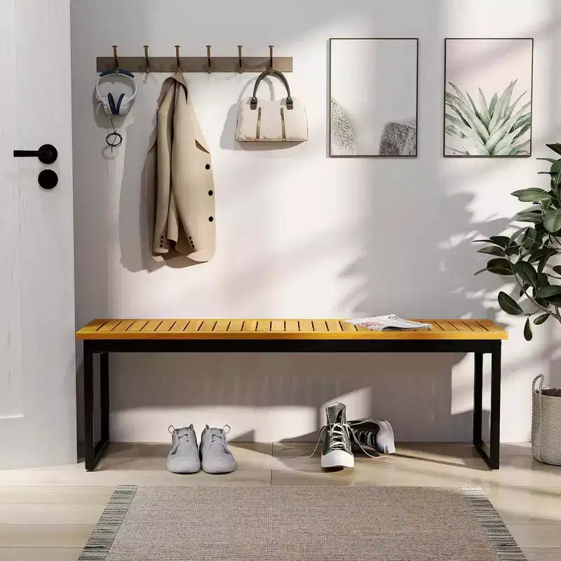Costway Banc de jardin en bois à 2 places avec assise en acacia