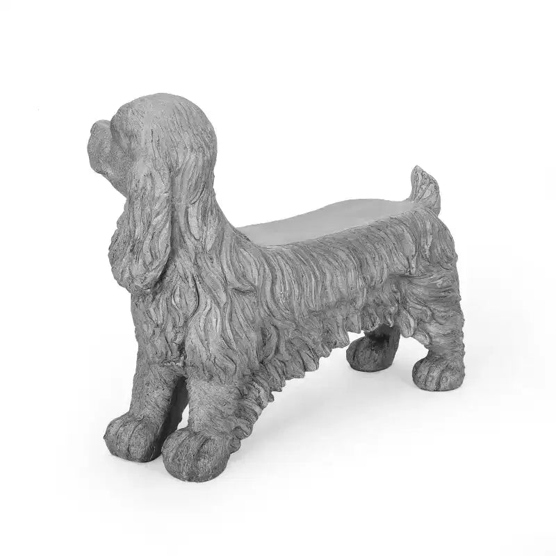 Banc Rayshon Cocker Spaniel en béton léger d'extérieur GDFStudio, gris