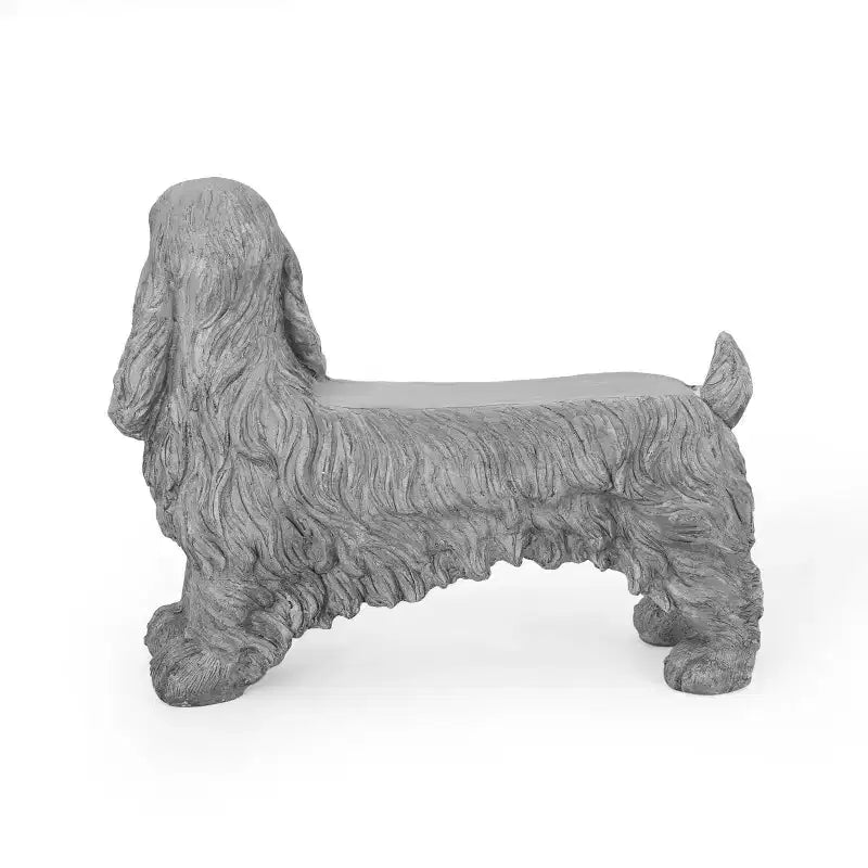 Banc Rayshon Cocker Spaniel en béton léger d'extérieur GDFStudio, gris