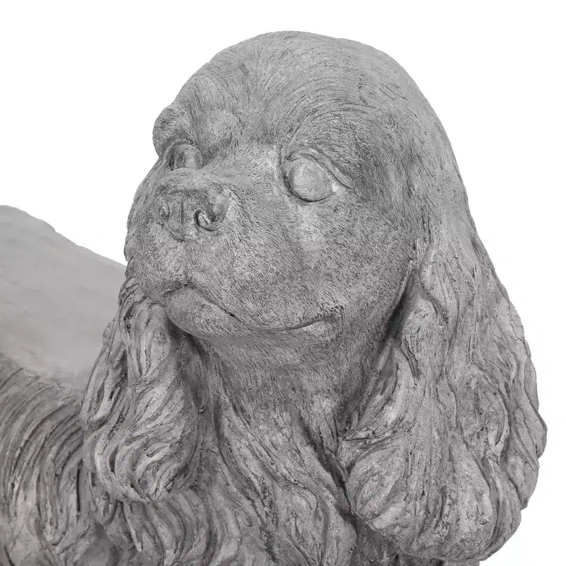 Banc Rayshon Cocker Spaniel en béton léger d'extérieur GDFStudio, gris