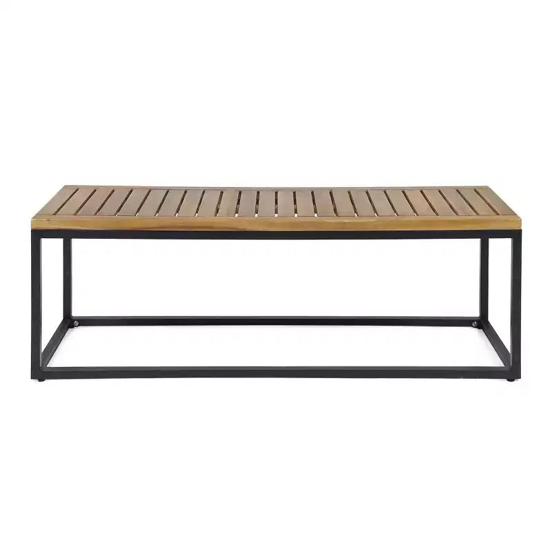 GDFStudio Newcastle Outdoor 54 Acacia Wood and Iron Bench
