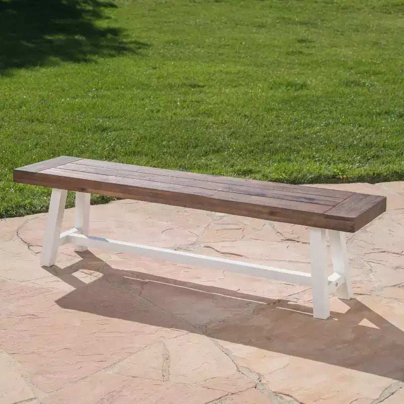 Banc Christopher Knight Home Bowman d'extérieur en bois d'acacia et pieds en fer, 63 po de largeur