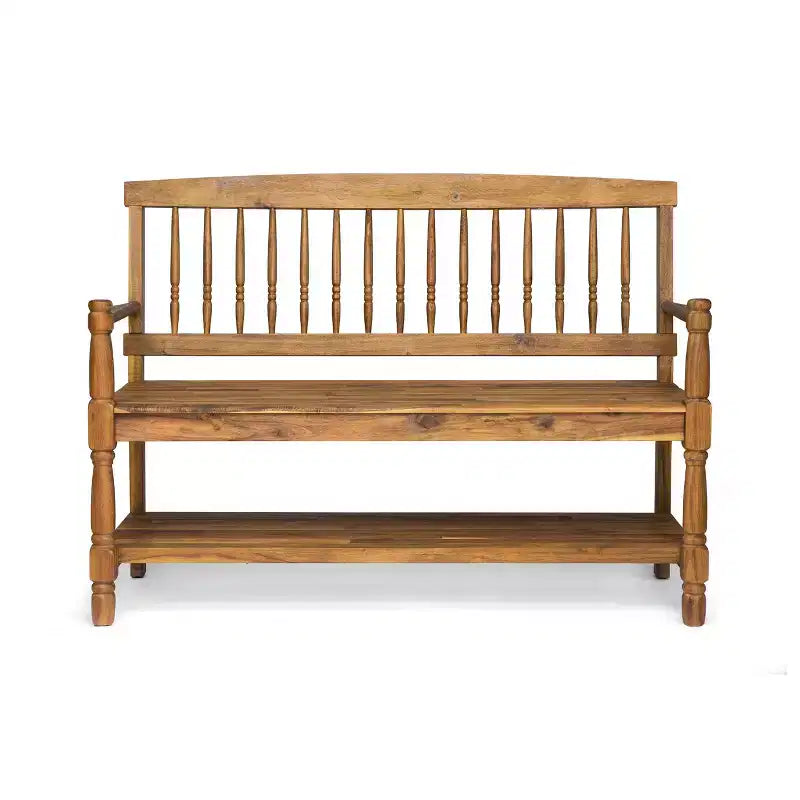 Banc d'extérieur Christopher Knight Home Kuhn en bois d'acacia avec étagère