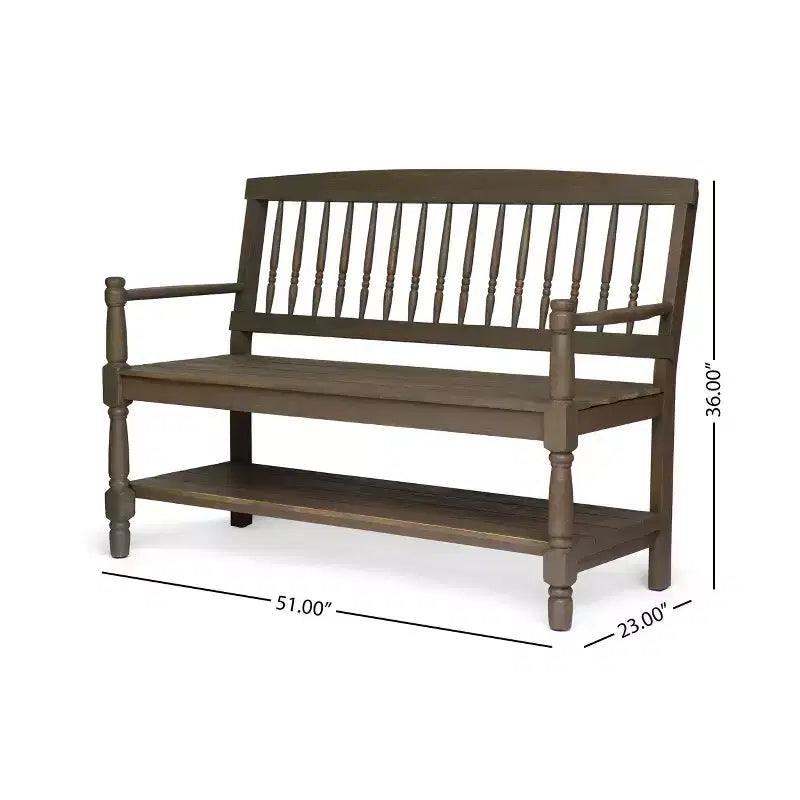 Banc d'extérieur Christopher Knight Home Kuhn en bois d'acacia avec étagère