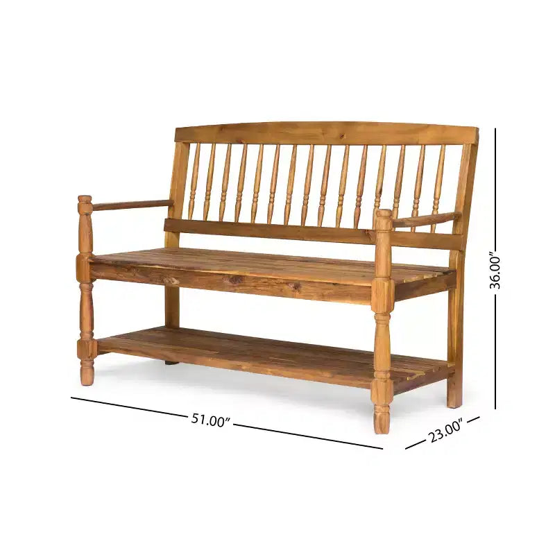 Banc d'extérieur Christopher Knight Home Kuhn en bois d'acacia avec étagère