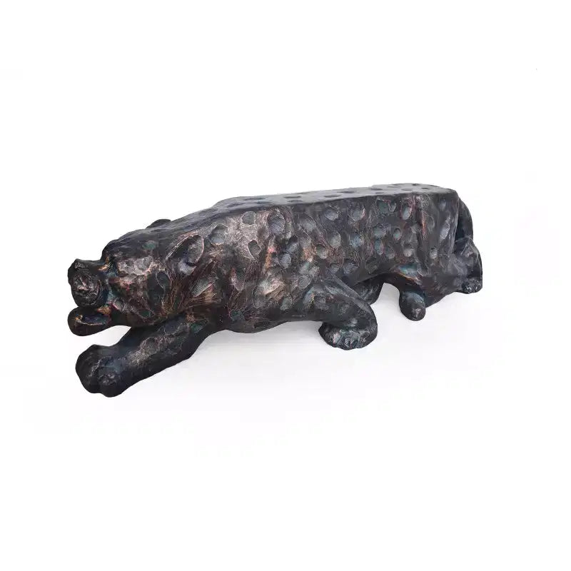GDFStudio Nolene Outdoor Lightweight Concrete Leopard Bench, Antique Copper