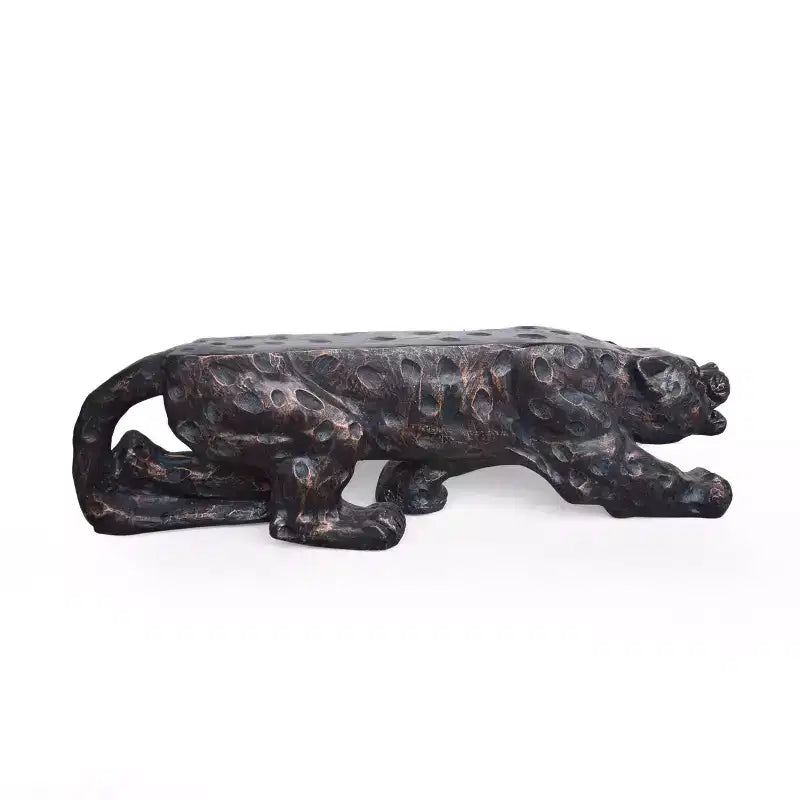 Banc GDFStudio Nolene en béton léger imprimé léopard pour extérieur, cuivre antique