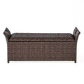 GDFStudio Ridgefield Outdoor Wicker Storage Bench with Handles, Multibrown