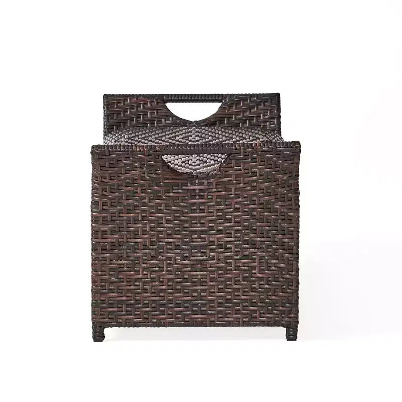 Banc de rangement extérieur en osier GDFStudio Ridgefield avec poignées, Multibrown