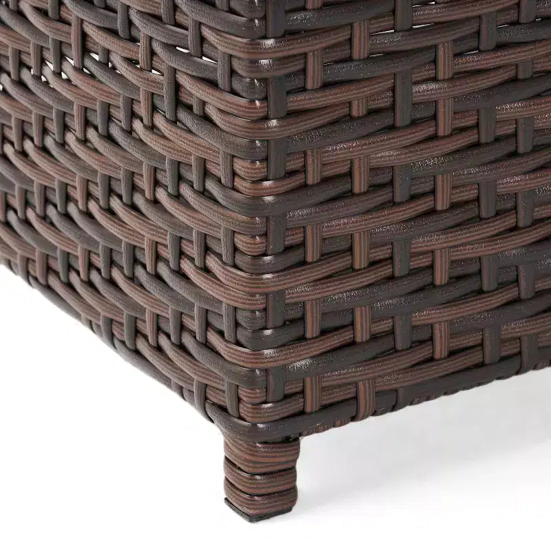 Banc de rangement extérieur en osier GDFStudio Ridgefield avec poignées, Multibrown