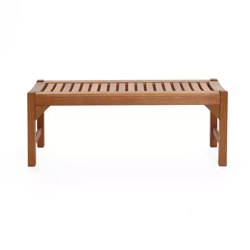 Banc d'extérieur LuxenHome en bois massif naturel de 120 cm de long avec assise inclinée