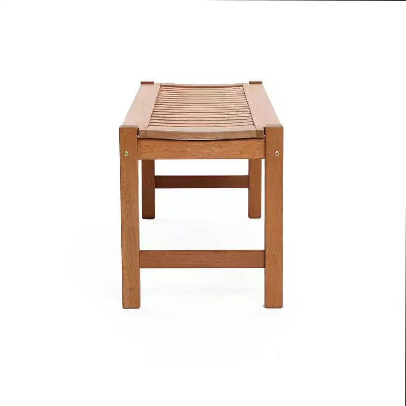 Banc d'extérieur LuxenHome en bois massif naturel de 120 cm de long avec assise inclinée