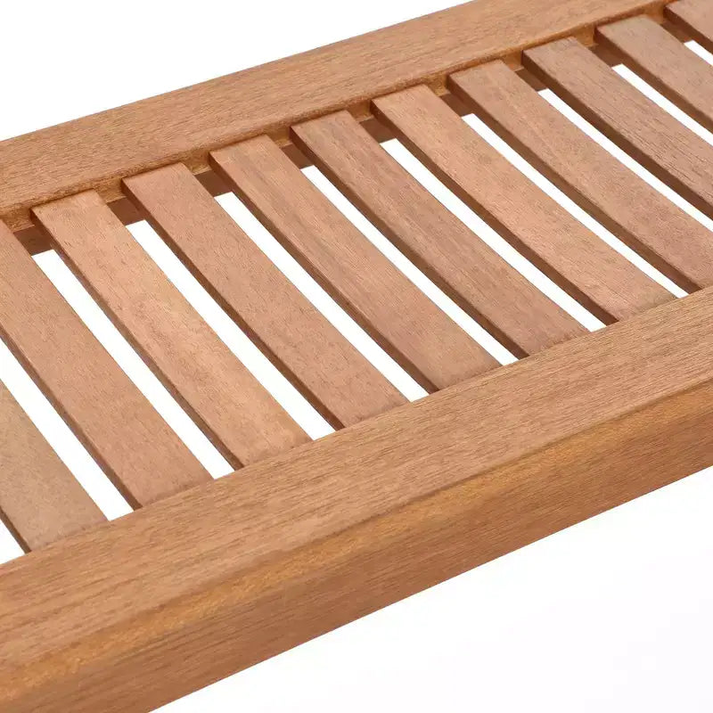 Banc d'extérieur LuxenHome en bois massif naturel de 120 cm de long avec assise inclinée