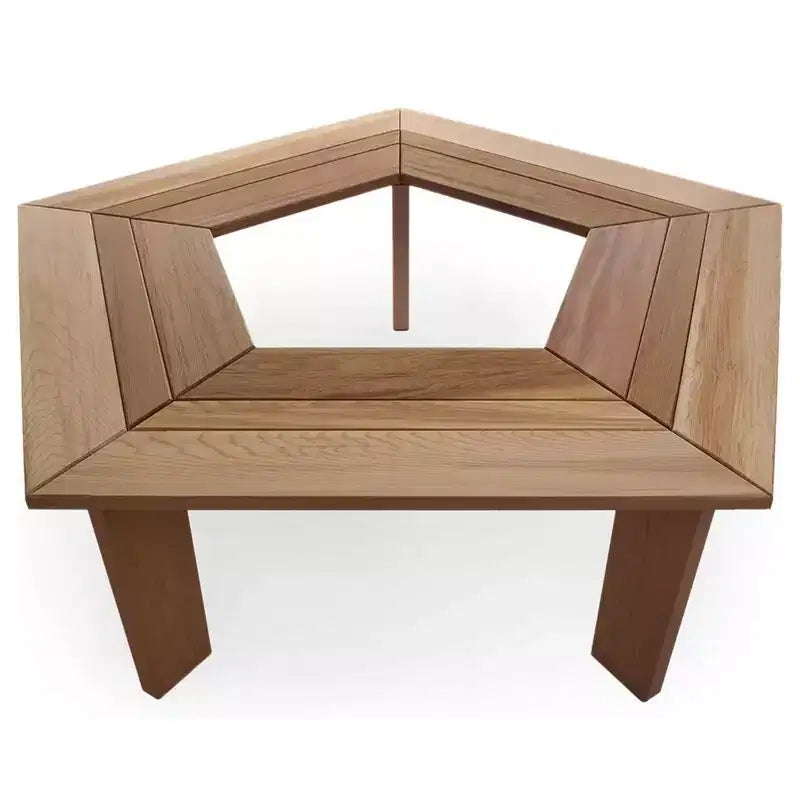 All Things Cedar 52 Inch Cedar Wooden Tree Bench, Heavy Duty 5 Sided Wrap Around Outdoor Seating for Patio, Backyard, or Garden, Natural