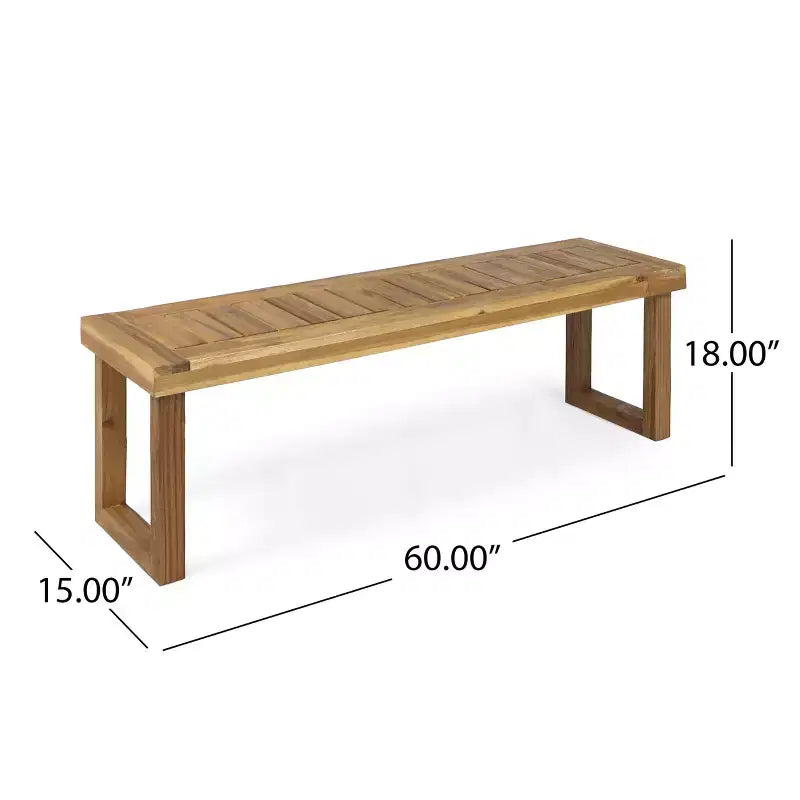 Banc de salle à manger d'extérieur en bois d'acacia Josette de GDFStudio