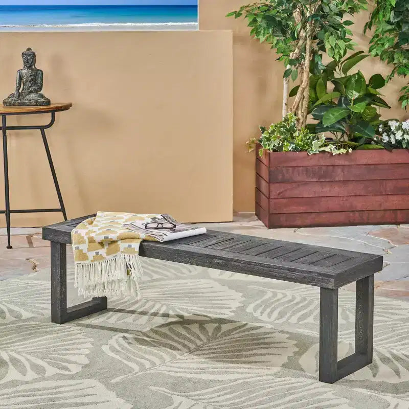 Banc de salle à manger d'extérieur en bois d'acacia Josette de GDFStudio