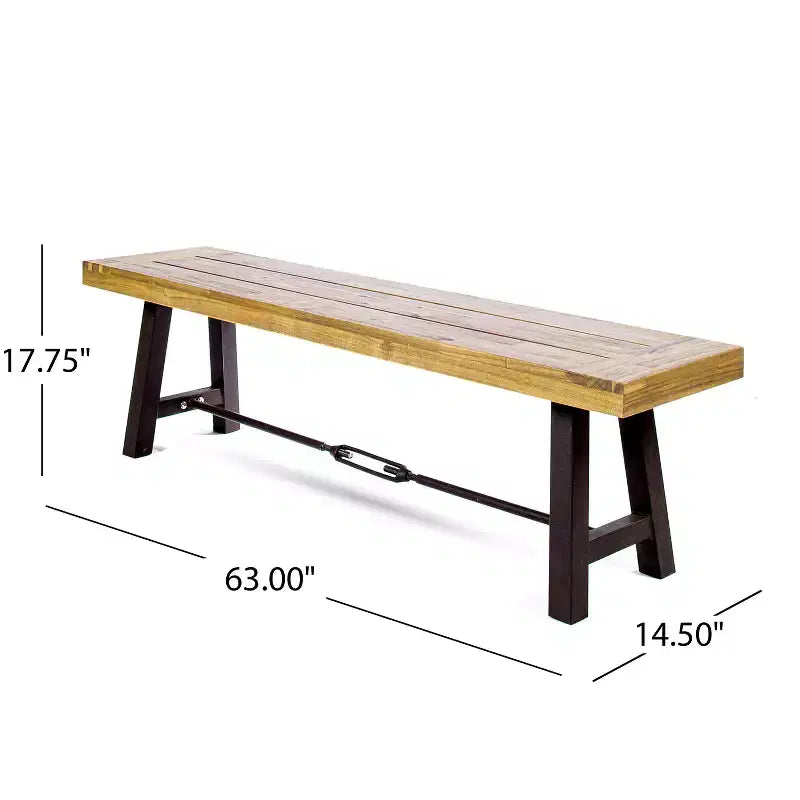 Banc extérieur Christopher Knight Home Catriona 63 en bois d'acacia et fer avec plateau à lattes
