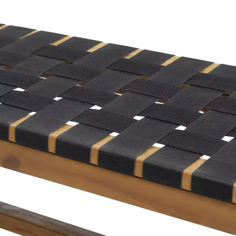 Banc d'extérieur GDFStudio Angie en bois d'acacia et corde de 61 po, noir/teck