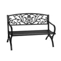 BestMassage Patio Garden Bench 50 Inch Sturdy Metal Loveseat Chairs, Black