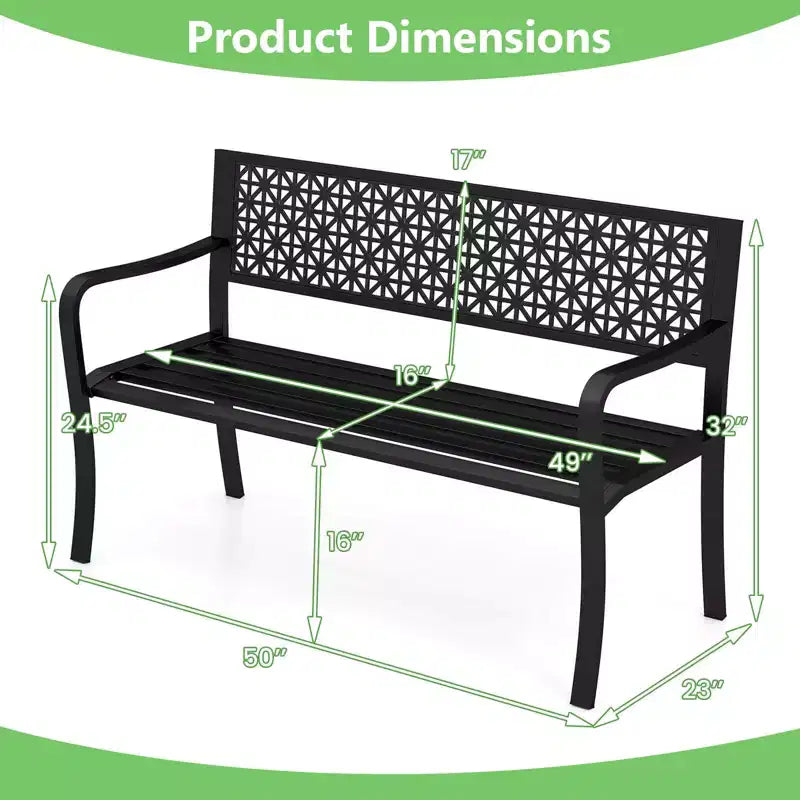 Banc de jardin Costway 50" avec dossier à motifs et accoudoirs incurvés pour porche et pelouse