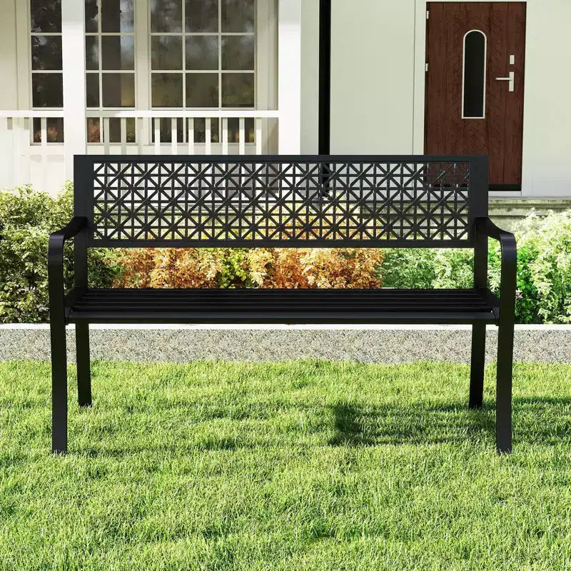 Banc de jardin Costway 50" avec dossier à motifs et accoudoirs incurvés pour porche et pelouse
