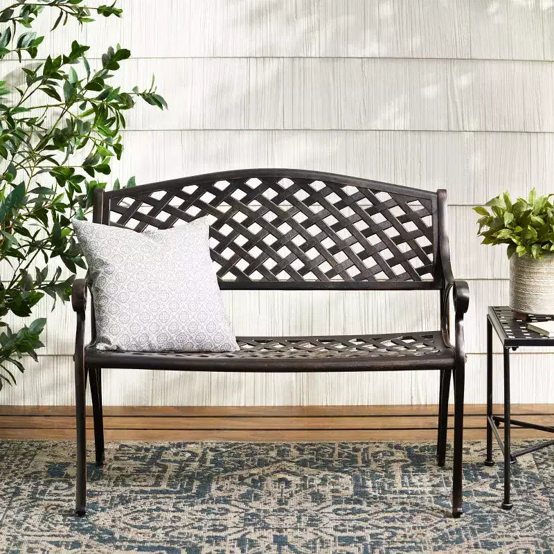 Banc d'extérieur Cozumel Christopher Knight Home en aluminium moulé de 40,75 po, cuivre brillant