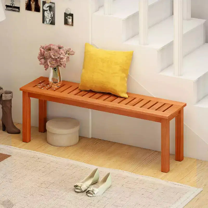 Costway Lot de 1 ou 2 bancs d'extérieur en bois de 47 pouces, sans dossier, 2 places, avec assise à lattes, en teck