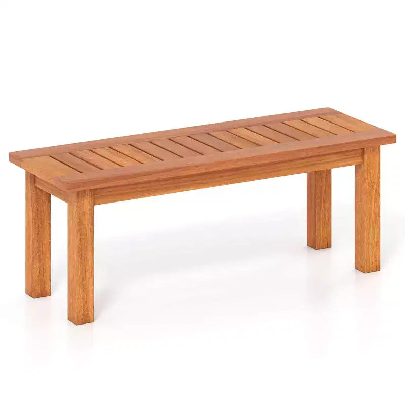 Banc d'extérieur sans dossier 2 places Costway 1/2 PIÈCES avec assise à lattes Banc d'entrée rustique en bois