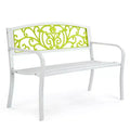 Karl Home | White Steel Patio Bench With Yellow Backrest