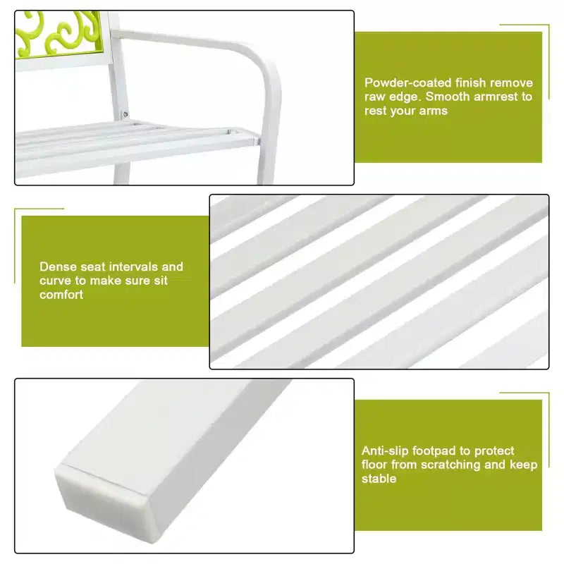 Karl Home | Banc de jardin en acier blanc avec dossier jaune