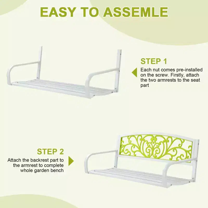 Karl Home | Banc de jardin en acier blanc avec dossier jaune