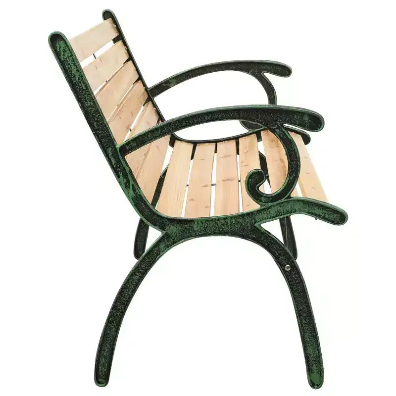 vidaXL Banc de Jardin en Bois de Sapin Massif et Fonte, 123 cm, Mobilier d'Extérieur au Design Nostalgique, Stable et Durable, Idéal pour Jardin ou Terrasse - Marron