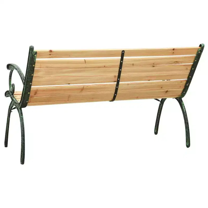 vidaXL Banc de Jardin en Bois de Sapin Massif et Fonte, 123 cm, Mobilier d'Extérieur au Design Nostalgique, Stable et Durable, Idéal pour Jardin ou Terrasse - Marron