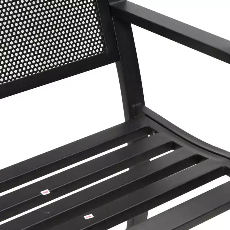 vidaXL Banc de jardin noir en acier – Assise confortable pour patio avec accoudoirs, dossier et finition thermolaquée, idéal pour l'arrière-cour/patio