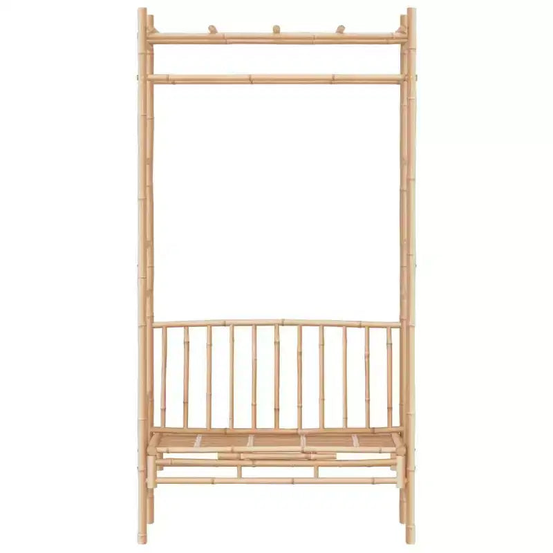 vidaXL Banc de jardin/terrasse en bambou avec pergola/treillis – Siège extérieur pour plantes grimpantes – 116 x 52 x 220 cm – Marron rustique