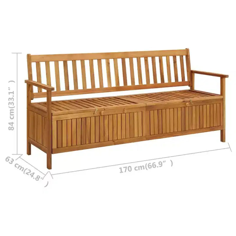 vidaXL Banc de rangement de jardin 170 cm en bois d'acacia massif